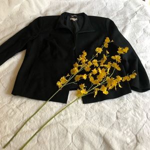 Black Lined Blazer with Front Zipper